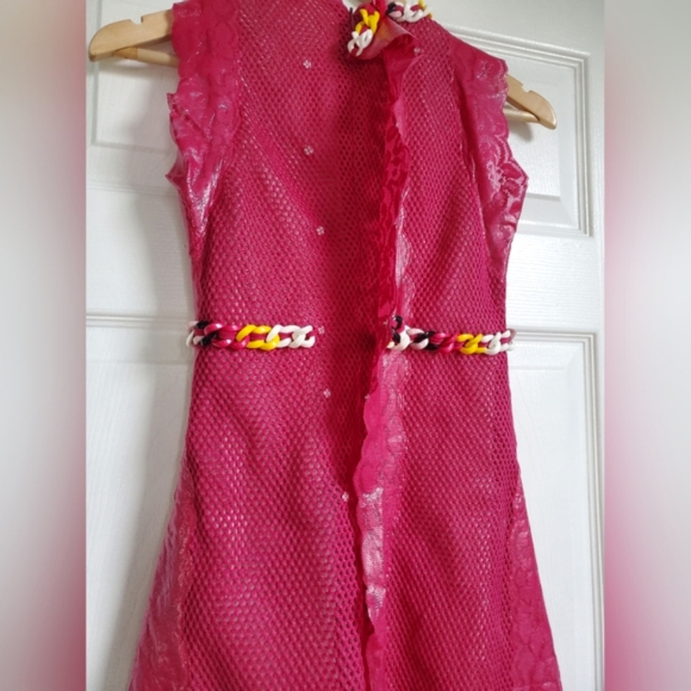 Gianni Versus Versace Pink Sleeveless Dress Size IT 38/ XS w Chain Detail - Picture 6 of 15